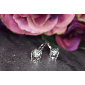 Sky Jewelry Серебряные серьги 925 пробы с  камнем Змеевик (серпентин)