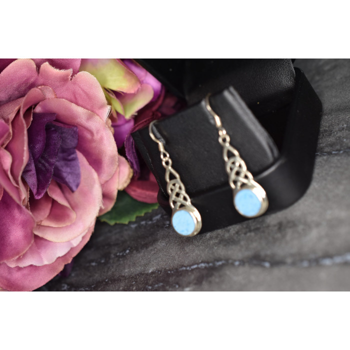 Sky Jewelry Серебряные серьги  с камнем Ларимар 925 проба