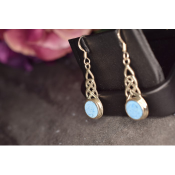 Sky Jewelry Серебряные серьги  с камнем Ларимар 925 проба