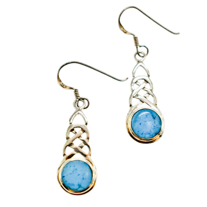 Sky Jewelry Серебряные серьги  с камнем Ларимар 925 проба