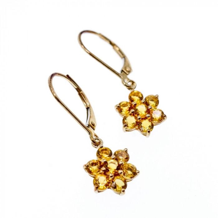 Sky Jewelry Золотые серьги с камнями Гелиодор  10К (417 проба)