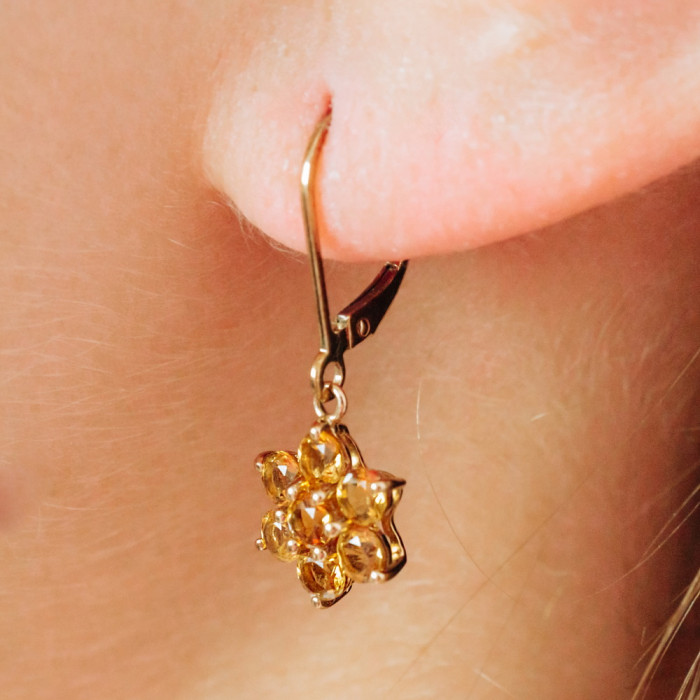 Sky Jewelry Золотые серьги с камнями Гелиодор  10К (417 проба)