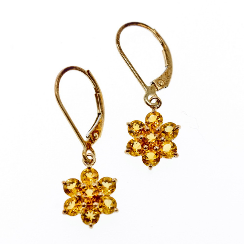 Sky Jewelry Золотые серьги с камнями Гелиодор  10К (417 проба)