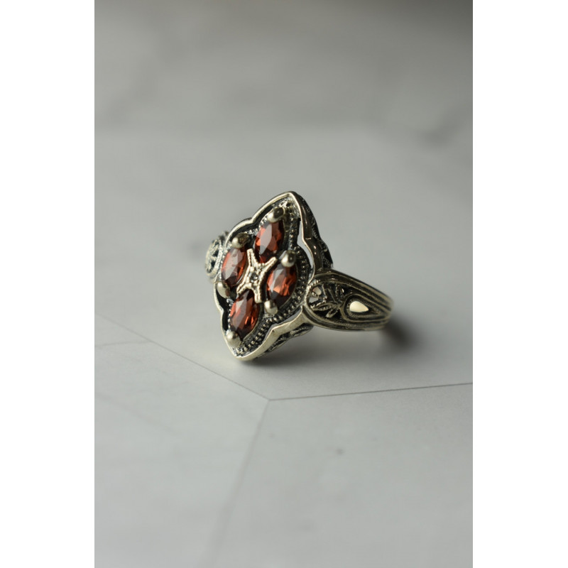 Sky Jewelry Винтажное Серебряное кольцо 925 пробы с Альмандином