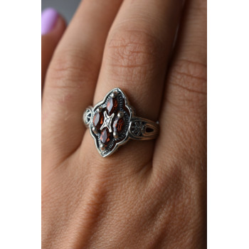 Sky Jewelry Винтажное Серебряное кольцо 925 пробы с Альмандином