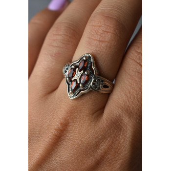 Sky Jewelry Винтажное Серебряное кольцо 925 пробы с Альмандином