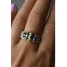 Sky Jewelry Серебряное кольцо 925 проба с камнями Морион , Гранат,  Перидот,  Цитрин и Турмалин