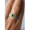 Sky Jewelry Серебряное кольцо 925 проба с камнями Морион , Гранат,  Перидот,  Цитрин и Турмалин