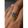 Sky Jewelry Серебряное кольцо 925 проба с камнями Морион , Гранат,  Перидот,  Цитрин и Турмалин