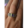 Sky Jewelry Серебряное кольцо 925 проба с камнями Морион , Гранат,  Перидот,  Цитрин и Турмалин