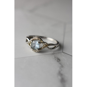 Sky Jewelry Серебряное кольцо с камнем Голубая Шпинель и фианитами