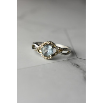 Sky Jewelry Серебряное кольцо с камнем Голубая Шпинель и фианитами