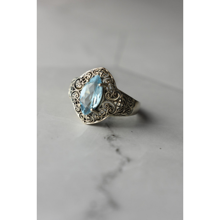 Sky Jewelry Серебряное кольцо с камнем Голубая Шпинель 925 проба