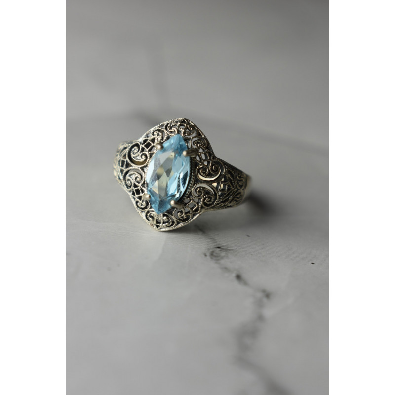 Sky Jewelry Серебряное кольцо с камнем Голубая Шпинель 925 проба