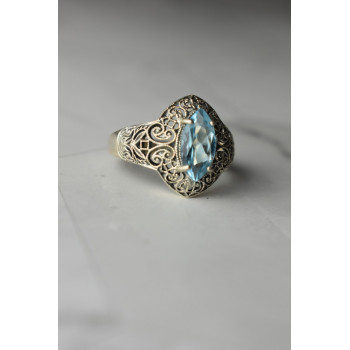 Sky Jewelry Серебряное кольцо с камнем Голубая Шпинель 925 проба