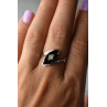 Sky Jewelry Серебряное кольцо с  Черным Агатом и фианитом