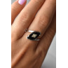 Sky Jewelry Серебряное кольцо с  Черным Агатом и фианитом
