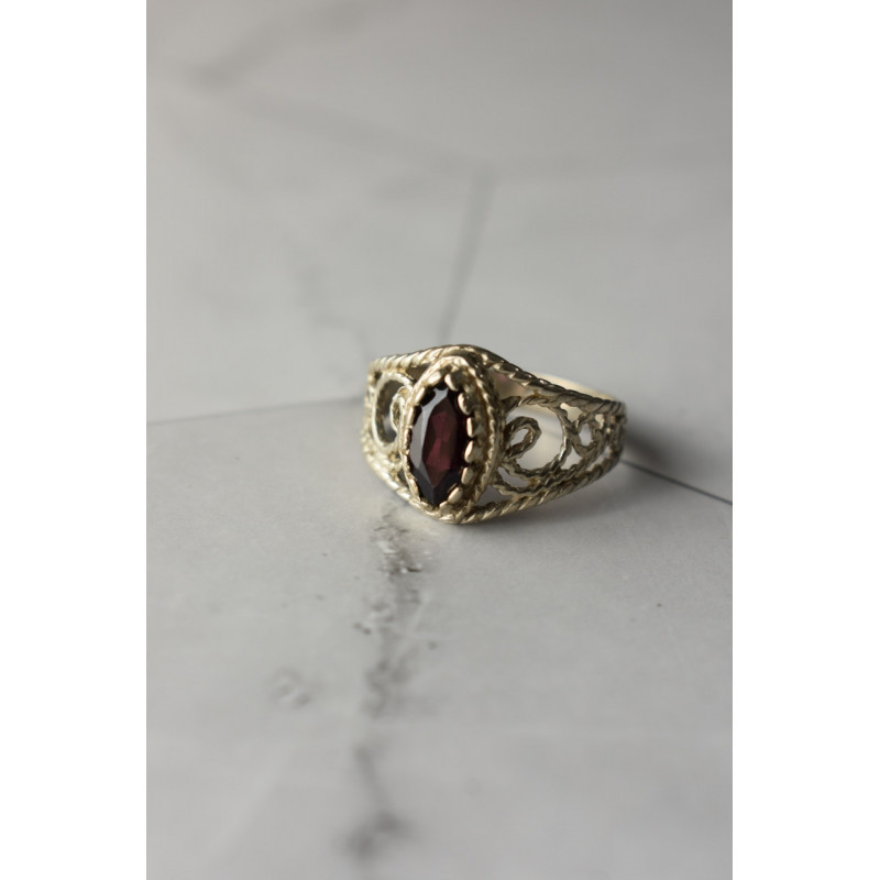 Sky Jewelry Ажурное  Серебряное кольцо 925 пробы с Альмандином