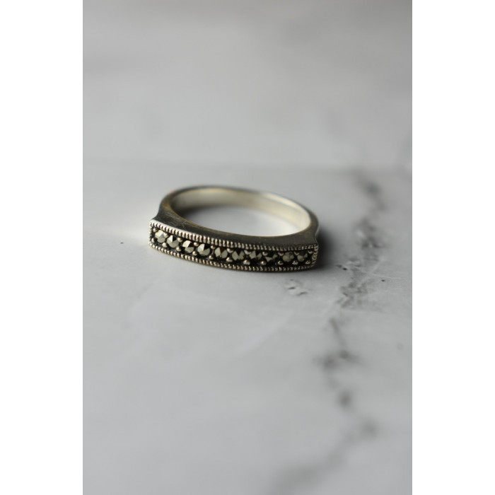 Sky Jewelry Классическое Серебряное кольцо с камнями Черная шпинель