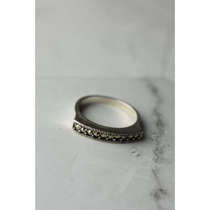 Sky Jewelry Классическое Серебряное кольцо с камнями Черная шпинель