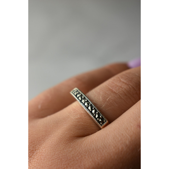 Sky Jewelry Классическое Серебряное кольцо с камнями Черная шпинель