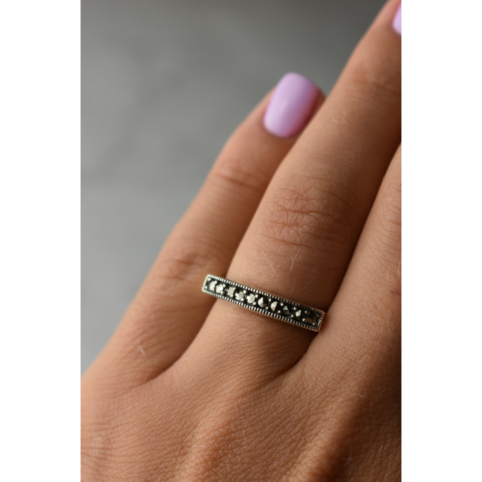 Sky Jewelry Классическое Серебряное кольцо с камнями Черная шпинель