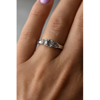 Sky Jewelry Серебряное кольцо с белой (бесцветной) Шпинелью 925 проба 