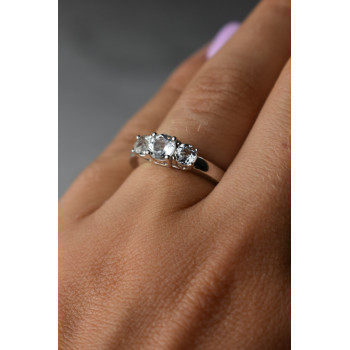 Sky Jewelry Серебряное кольцо с белой (бесцветной) Шпинелью 925 проба 