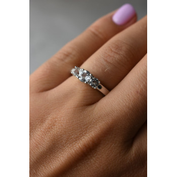Sky Jewelry Серебряное кольцо с белой (бесцветной) Шпинелью 925 проба 