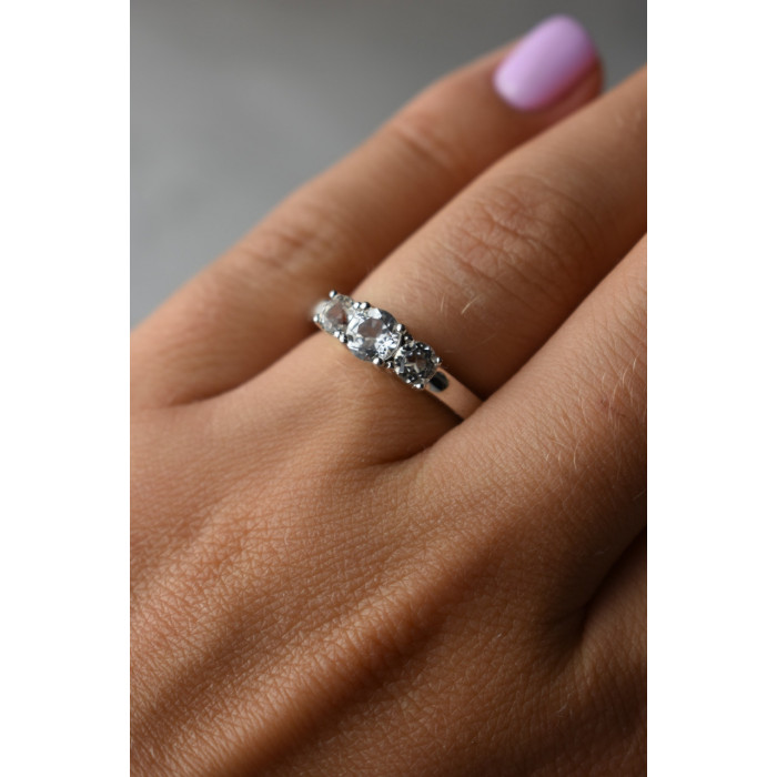 Sky Jewelry Серебряное кольцо с белой (бесцветной) Шпинелью 925 проба 