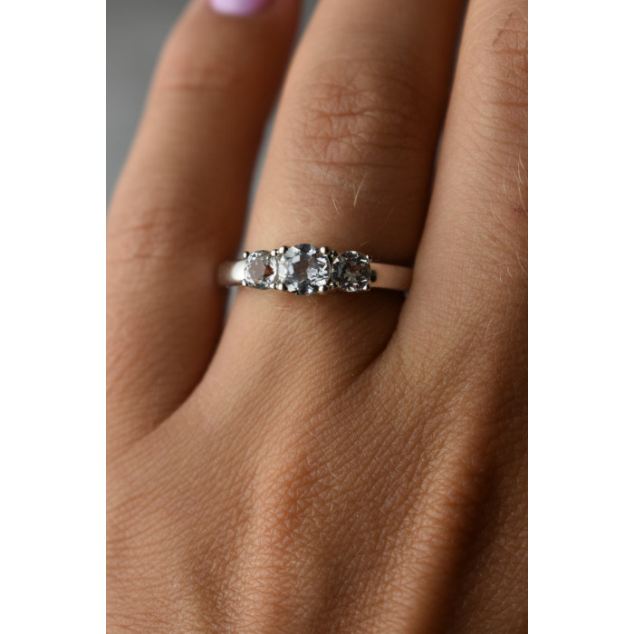 Sky Jewelry Серебряное кольцо с белой (бесцветной) Шпинелью 925 проба 