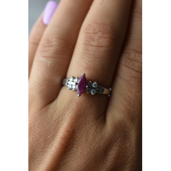 Sky Jewelry Серебряное кольцо 925 пробы с Рубеллитом и фианитами