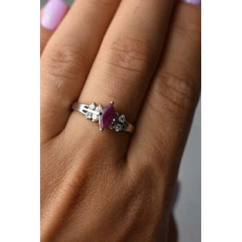 Sky Jewelry Серебряное кольцо 925 пробы с Рубеллитом и фианитами
