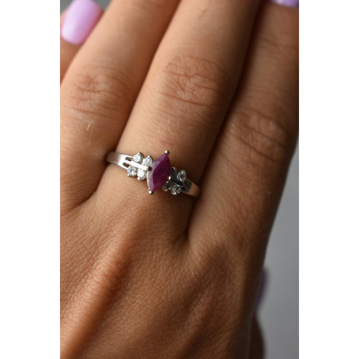 Sky Jewelry Серебряное кольцо 925 пробы с Рубеллитом и фианитами