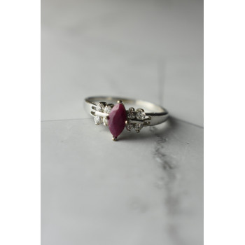 Sky Jewelry Серебряное кольцо 925 пробы с Рубеллитом и фианитами