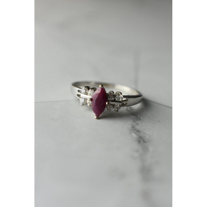 Sky Jewelry Серебряное кольцо 925 пробы с Рубеллитом и фианитами