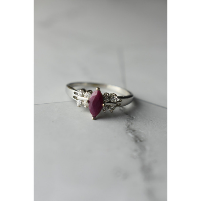 Sky Jewelry Серебряное кольцо 925 пробы с Рубеллитом и фианитами