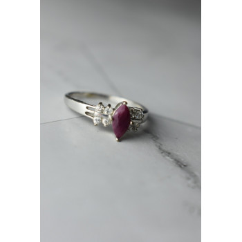 Sky Jewelry Серебряное кольцо 925 пробы с Рубеллитом и фианитами