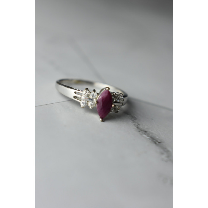 Sky Jewelry Серебряное кольцо 925 пробы с Рубеллитом и фианитами