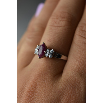 Sky Jewelry Серебряное кольцо 925 пробы с Рубеллитом и фианитами