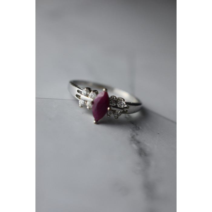 Sky Jewelry Серебряное кольцо 925 пробы с Рубеллитом и фианитами