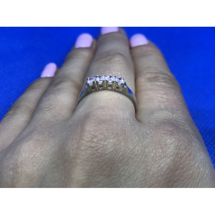 Sky Jewelry Серебряное кольцо с камнем розовый кварц