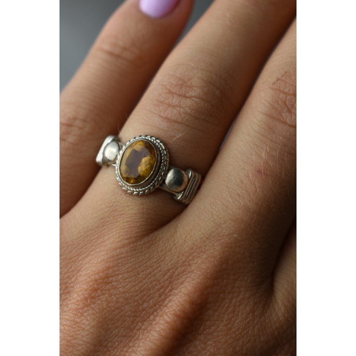 Sky Jewelry Винтажное Серебряное кольцо с камнем Гелиодор 925 проба