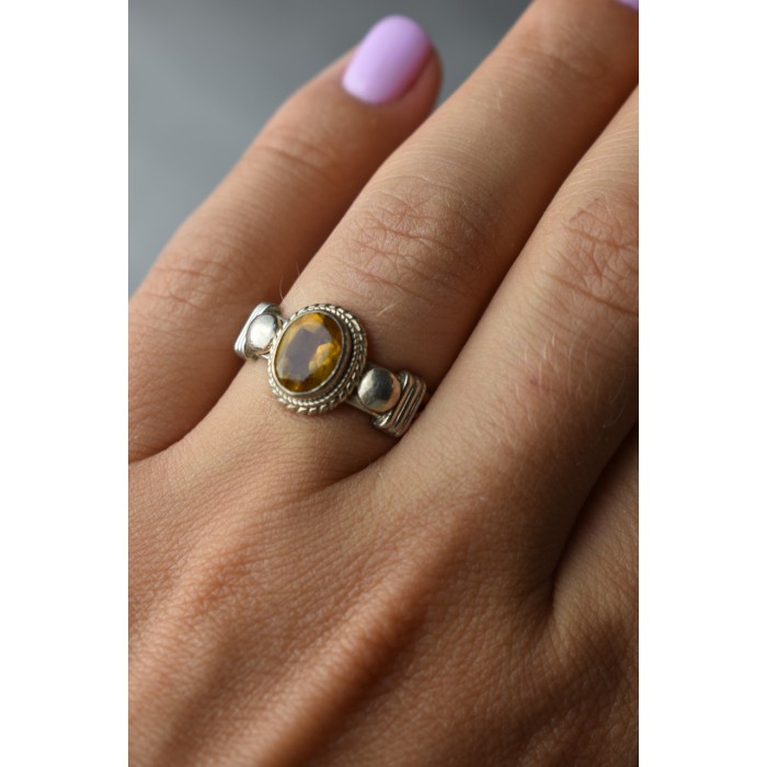 Sky Jewelry Винтажное Серебряное кольцо с камнем Гелиодор 925 проба