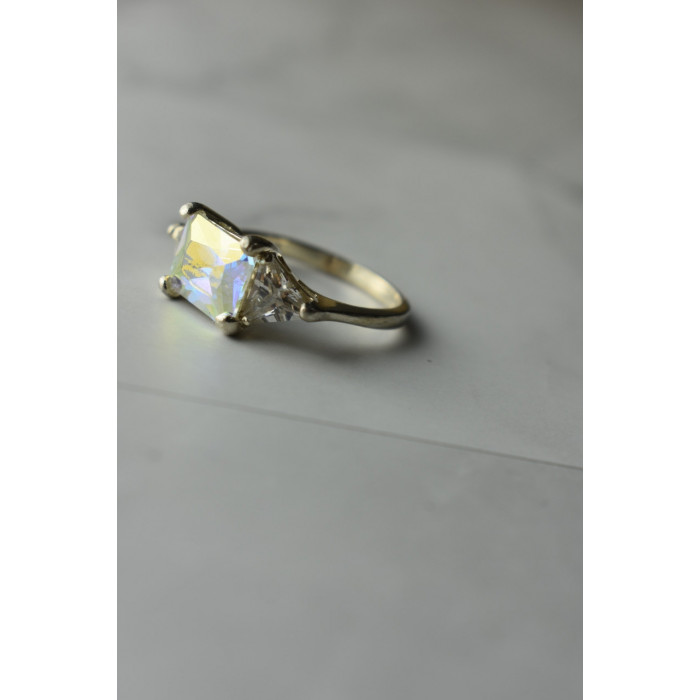 Sky Jewelry Серебряное кольцо со сверкающим камнем Алпанит и фианитами