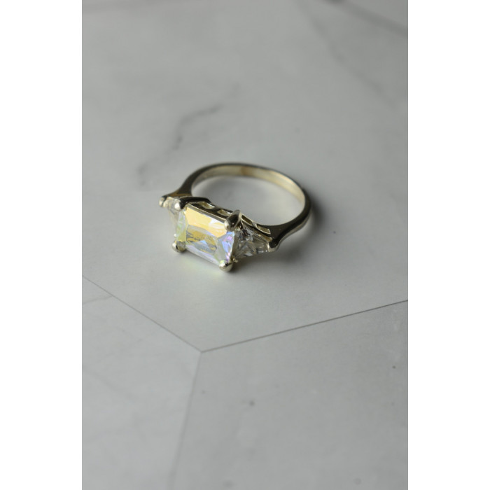 Sky Jewelry Серебряное кольцо со сверкающим камнем Алпанит и фианитами