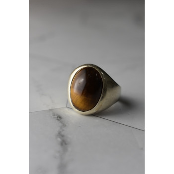 Sky Jewelry Серебряное кольцо с камнем Тигровый Глаз 925 проба *Унисекс