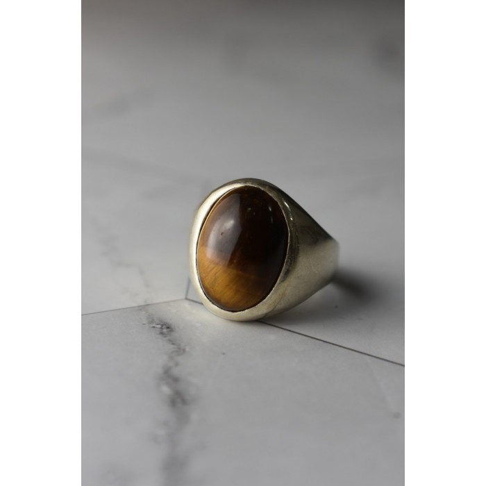 Sky Jewelry Серебряное кольцо с камнем Тигровый Глаз 925 проба *Унисекс