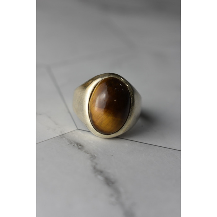 Sky Jewelry Серебряное кольцо с камнем Тигровый Глаз 925 проба *Унисекс