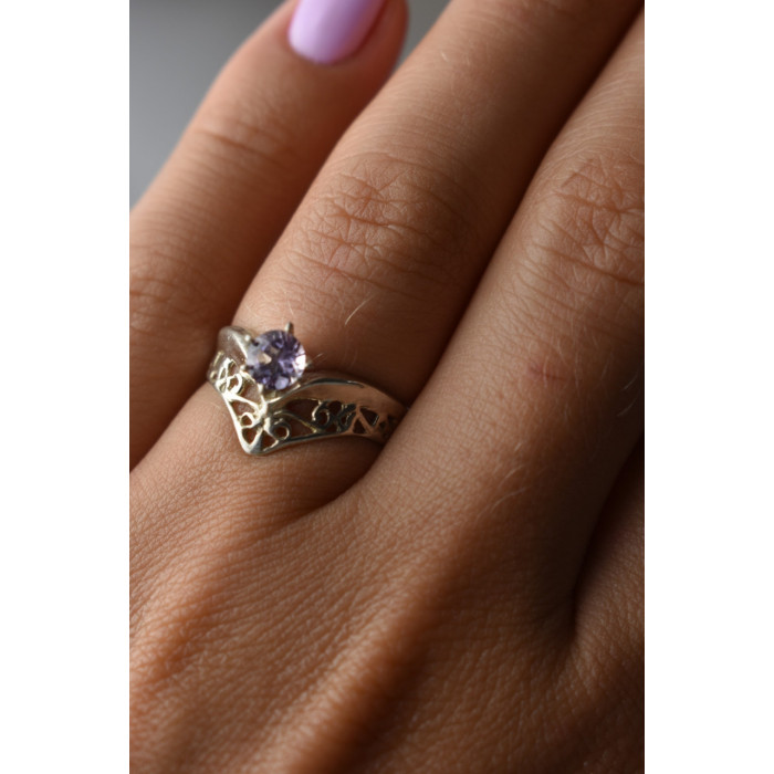 Sky Jewelry Ажурное Серебряное кольцо с аметистом